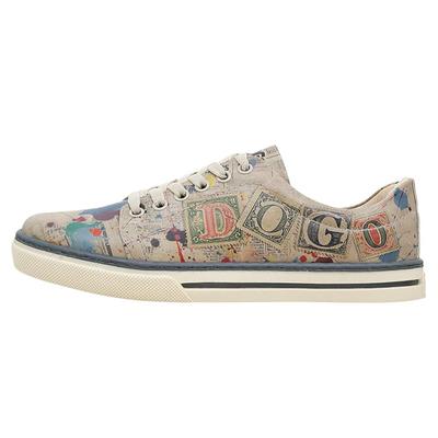 Sneaker DOGO "Classic Schnürsneaker Dogo Stamp Damen Sneaker", Damen, Gr. 40, Normalschaft, beige (natur), Lederimitat, Schuhe Sneaker, Handgefertigt