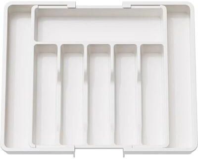 Inspired Finds Expandable Cutlery Drawer Organizer Tray With Adjustable Compartments For Kitchen Utensils And Flatware white