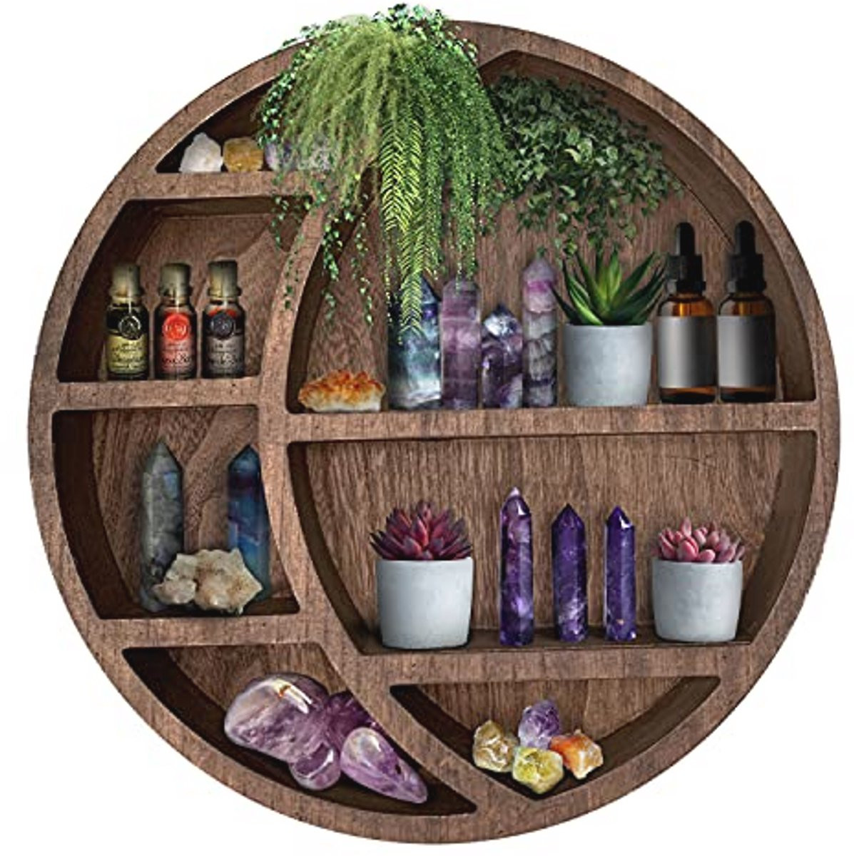 Houten Halve Maan Plank Muurdecoratie voor Boho Interieur - Decoratieve Plank voor Slaapkamer, Kinderkamer en Eenvoudige Opslag