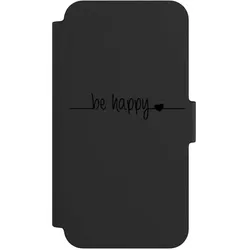 Nivocase Klapphülle für Apple iPhone 12 mini Handyhülle aus Kunst Leder NIVOflip schwarz Glück Statement (Apple iPhone 12 mini), Smartphone Hülle, Schwarz