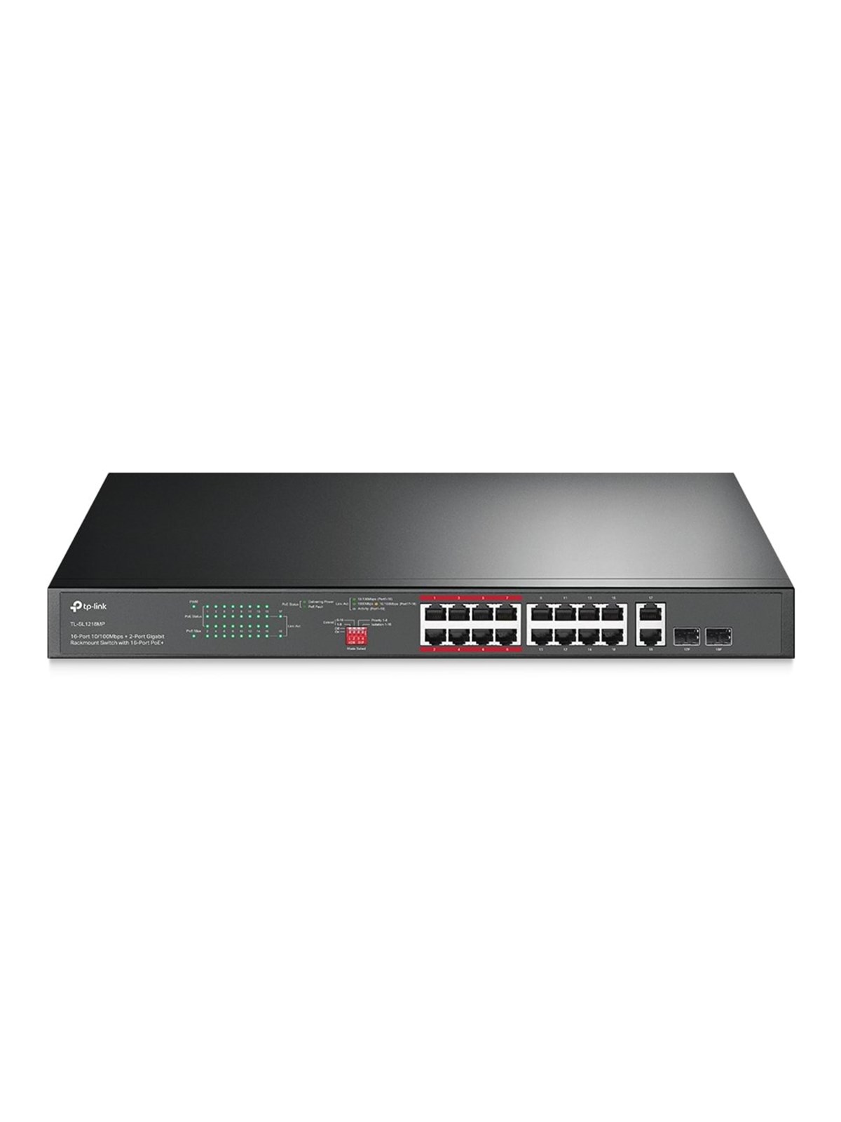 TP-Link TL-SL1218MP 16-Port 10/100 Mbps + 2-Port Gigabit Rackmount Switch with 16-Port PoE+