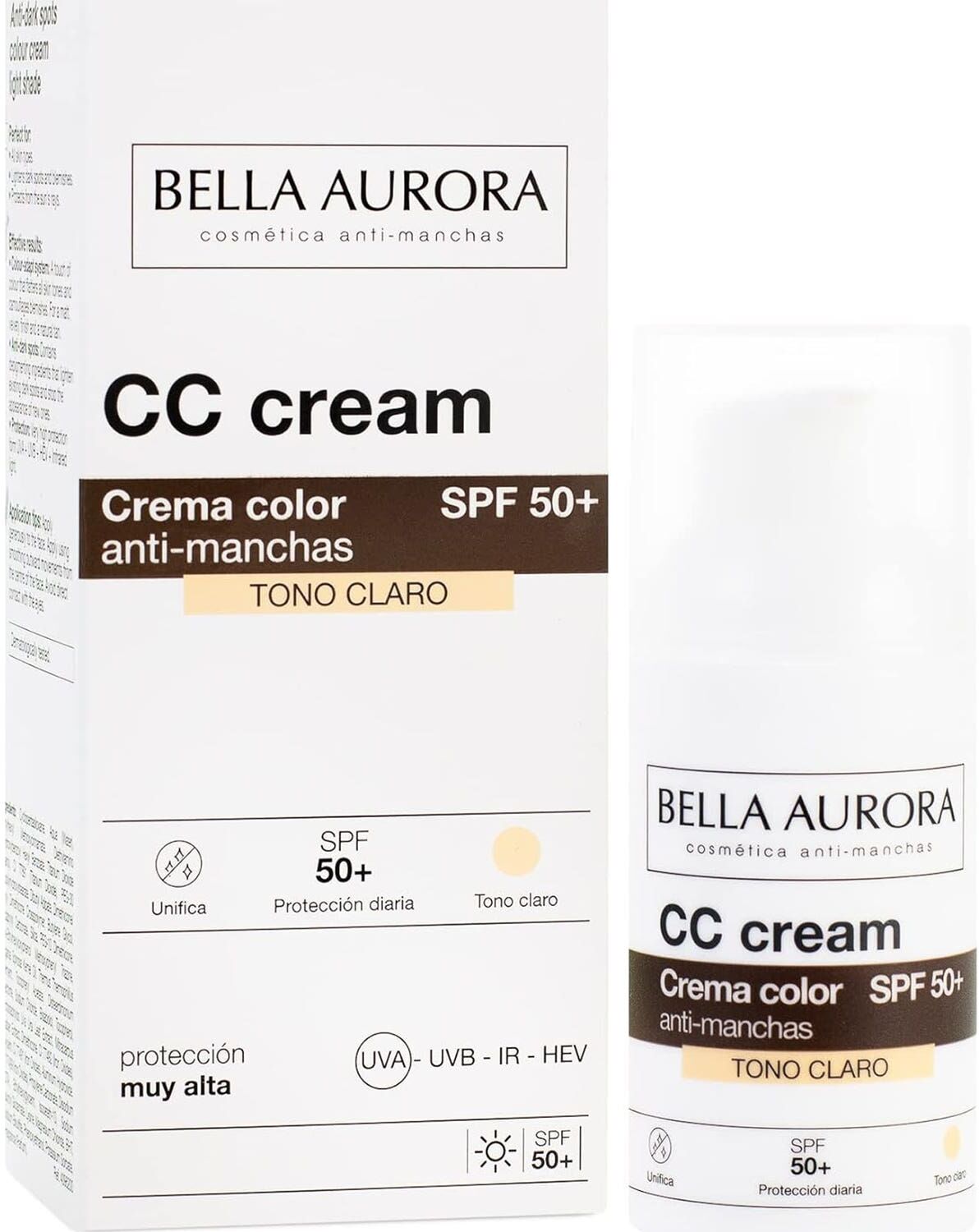 Bella Aurora CC Cream Crema Color Anti-Manchas SPF50+ Tono Claro 30ml