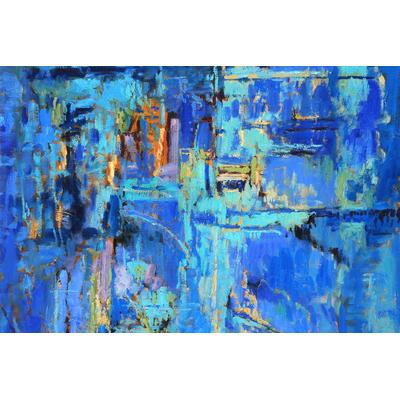 Fototapete PAPERMOON "Abstrakt Gemälde blau", bunt, B:3m L:2,23m, Vlies, Tapeten