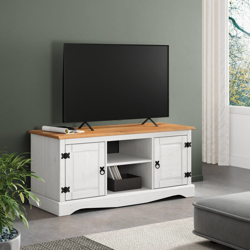 Brambly Cottage Denese TV Stand for TVs up to 88" White Wood 88"