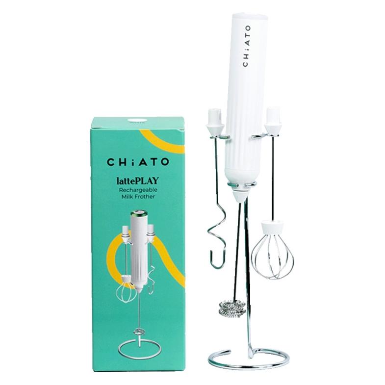 CHiATO LattePLAY weiss / Manueller Milchaufschäumer / USB-C-Aufladung (Chi-NP01White)