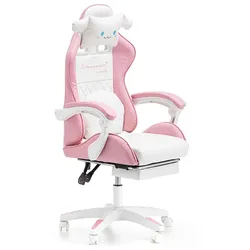 Gamingstuhl für Kinder mit ausziehbarer Fußstütze und Massagefunktion - pink