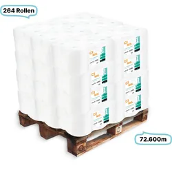 Handtuchrollen, 1-lagig, 264 Rollen, 72.600m gesamt, 275m je Rolle, Recyclingpapier, CIL- les Tissue, centerfeed-Series G