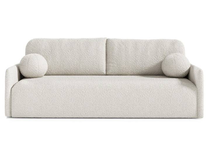 Selsey GLOVE - Sofa mit Schlaffunktion, Stauraum und Bouclé-Bezug, creme