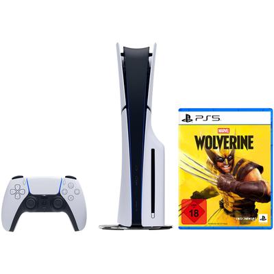 PLAYSTATION 5 Konsolen-Set "PS5 Disk Edition (Slim) inkl. Marvel's Wolverine", weiß (weiß, schwarz), B:35,8cm H:9,6cm T:21,6cm, Spielekonsolen, Topseller
