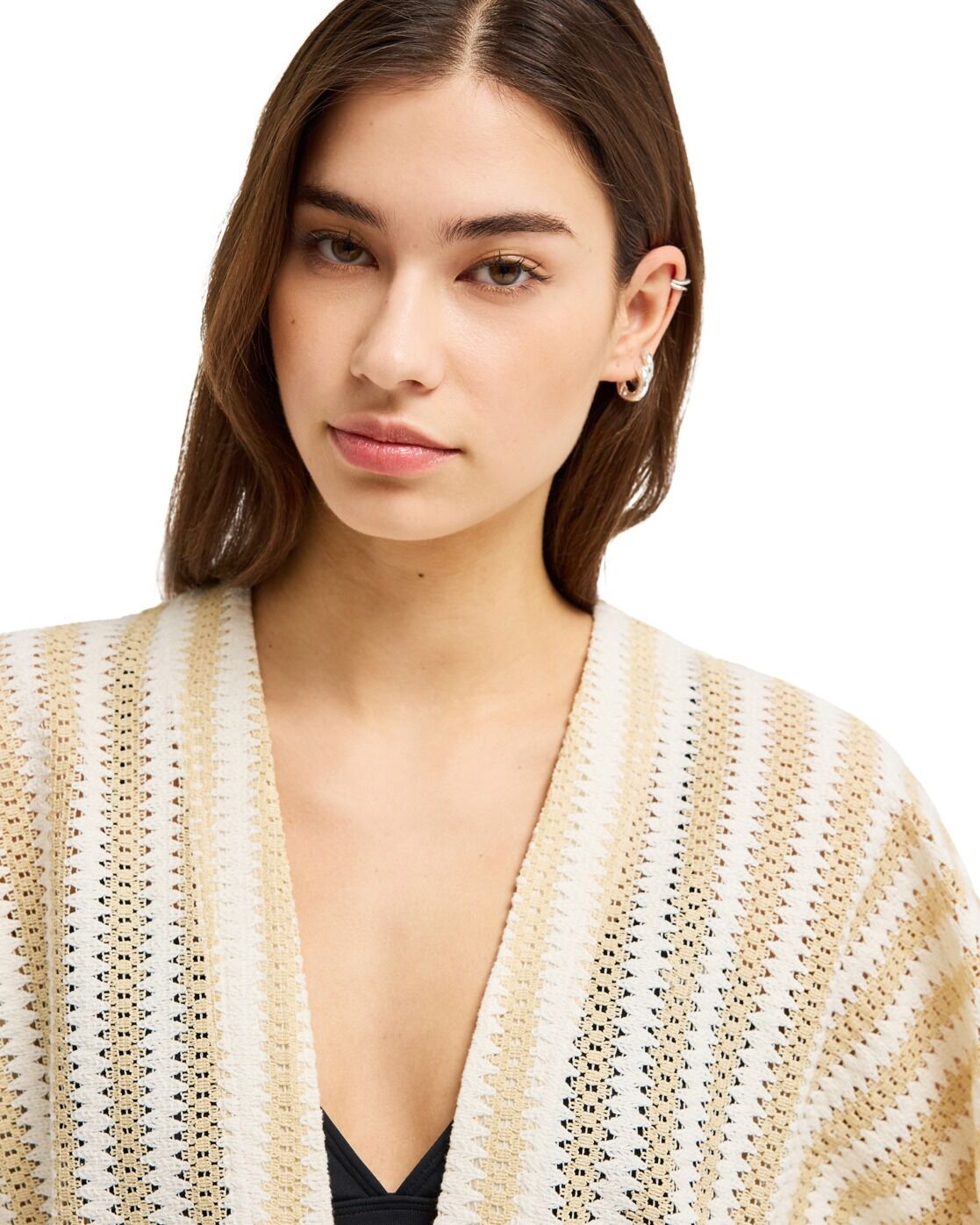 Blusenkimono ROXY "Moana Story", Damen, Gr. S, beige (pebble), Obermaterial: 50% Baumwolle, 50% Polyester., Blusen Blusenkimono pebble S