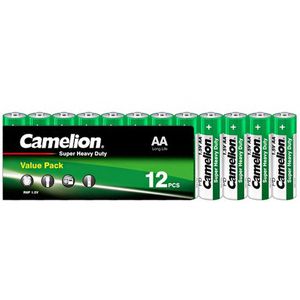 Camelion Batterien Super Heavy Duty, Zink-Kohle, 1,5V, AA / Mignon / R6, 12 Stück
