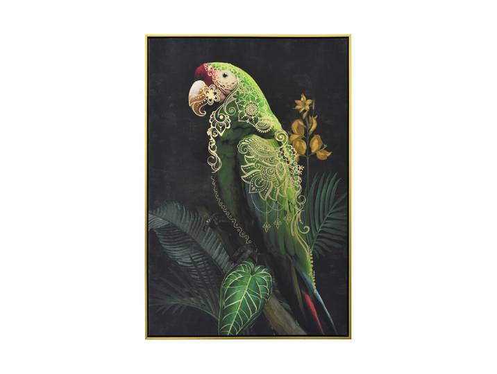 Handgemaltes, gerahmtes Bild „Grüner Ornament-Ara“ 62.5 x 92.5 cm Multicolor Crea Collection