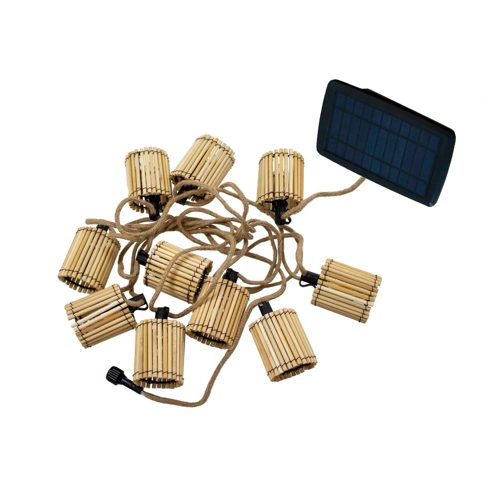 Newgarden Okinawa Solar-lichtketting met 10 LED-lampen, Bamboe, Bruin, Warm wit