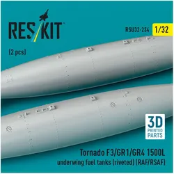 ResKit Tornado F3/GR1/GR4 1500L underwing fuel tanks (riveted) (RAF/RSAF) (2 pcs) (3D Printed)