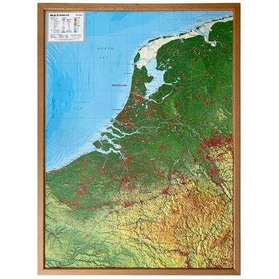 Relief Belelux 1:700.000 mit Naturholzrahmen, Karte von Andre Markgraf,Mario Engelhardt, Georelief Vertriebs GbR