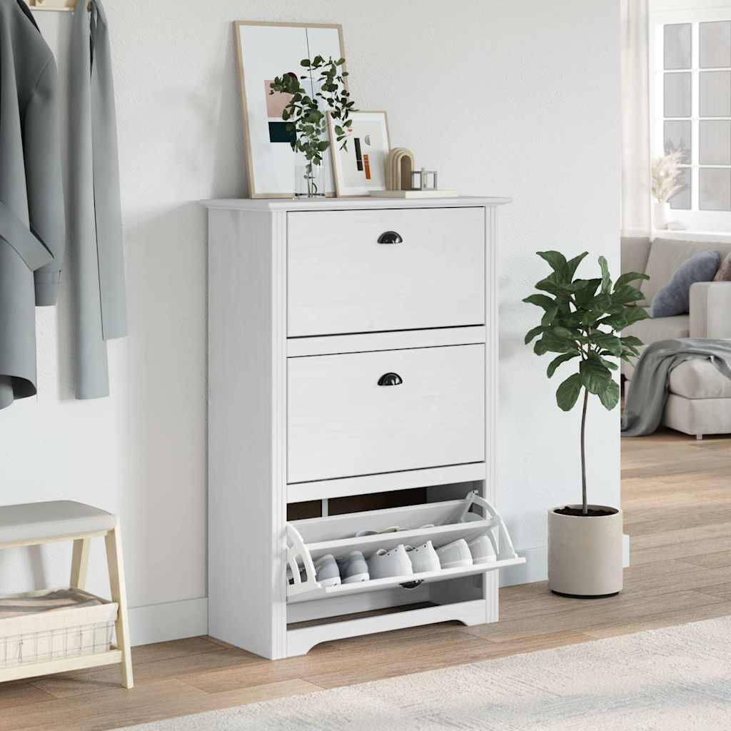 Rio 12 Pair Solid Wood Shoe Rack White/White 12