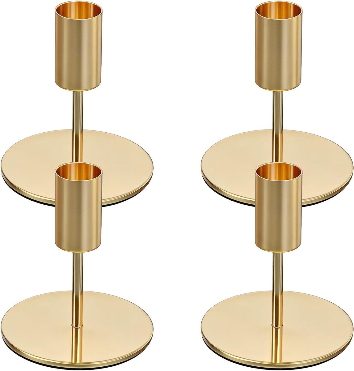 Set van 4 gouden kaarsenhouders voor een elegante tafelsetting en sfeervolle verlichting
