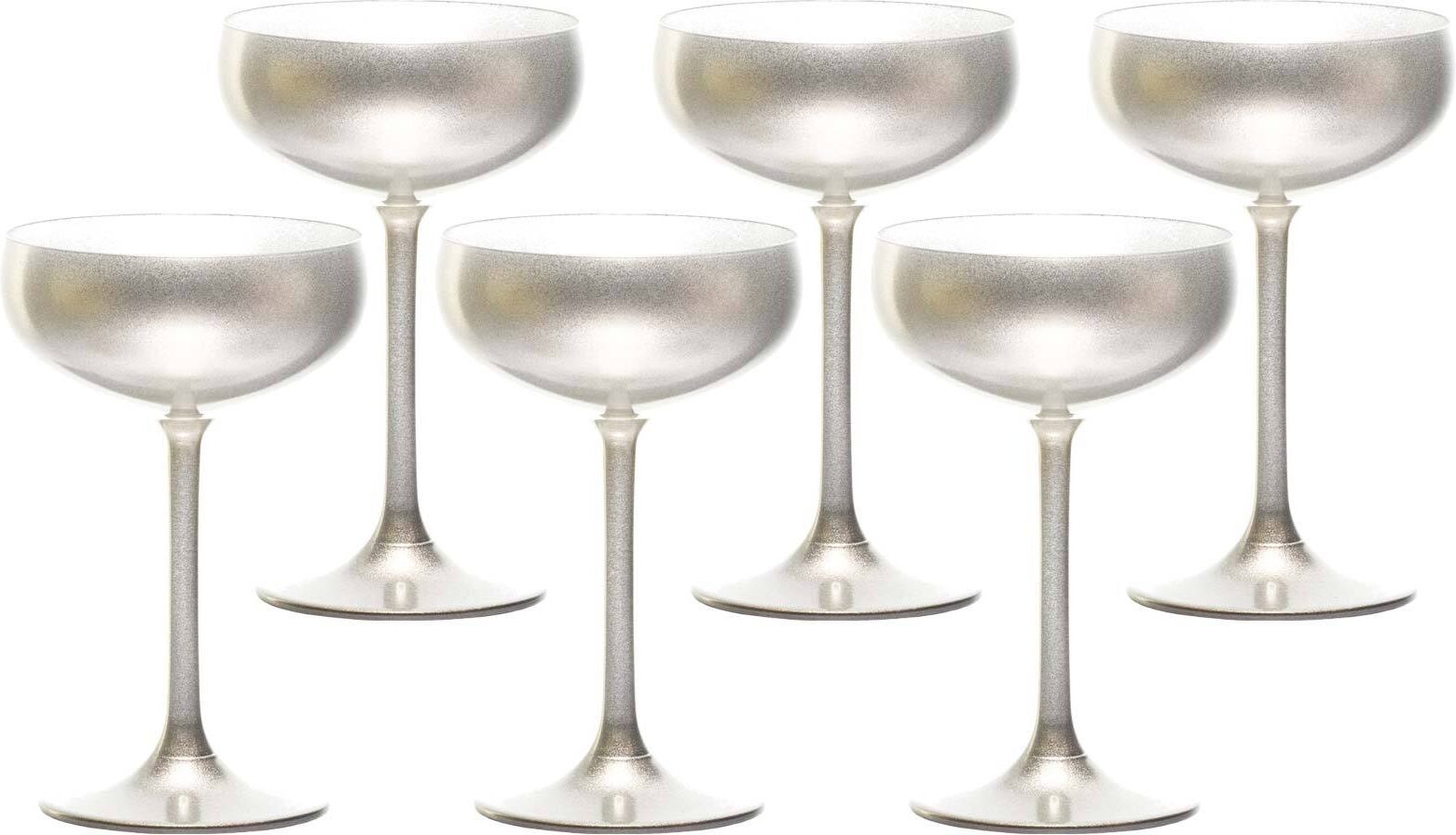 Sektglas STÖLZLE "Sektschalen Elements 230 ml 6er Set", silber, Glas, Trinkgefäße, Sektglas