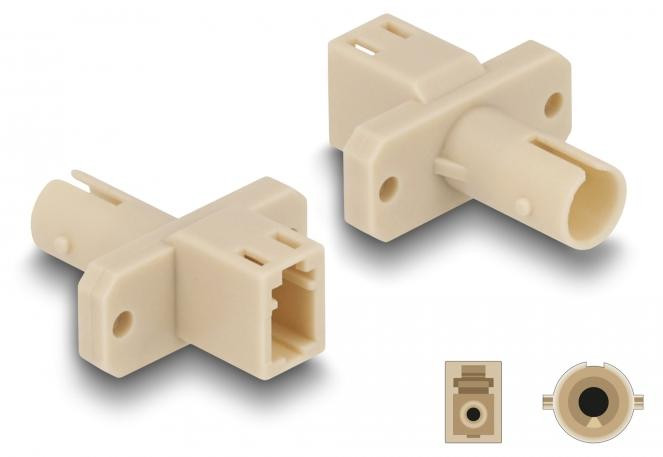 Delock hybride vezeloptische koppeling LC Simplex naar ST Simplex, beige