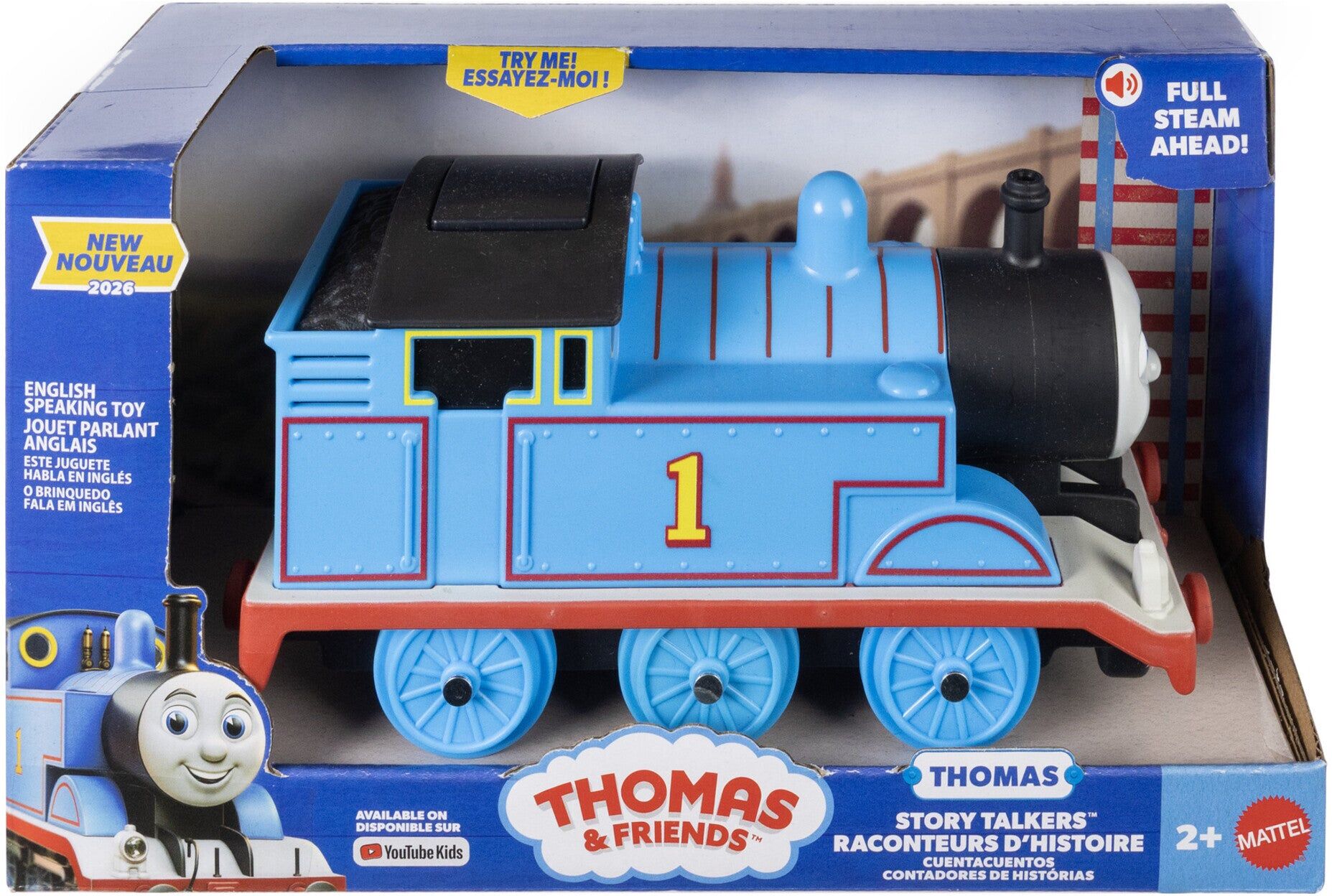 Mattel Thomas & Friends Fisher-Price Story Talkers Thomas Engine - Large-Scale Blue Train Toy for Preschoolers