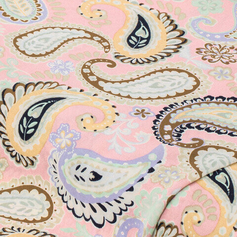 Viskose-Blusenstoff/Javanaise "Paisley", rosa-color