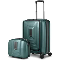 Redolz Essentials 14 Kofferset 2 tlg. Kabinentrolley mit Dehnfalte + Beautycase, Koffer, Grün