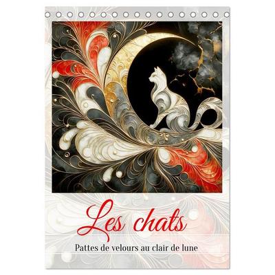 Les chats - Pattes de velours au clair de lune (Calendrier de bureau 2027 DIN A5 horizontal), CALVENDO calendrier mensuel