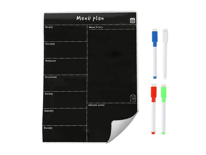 Speiseplan Wochenplaner magnetisch Weiss-Schwarz
