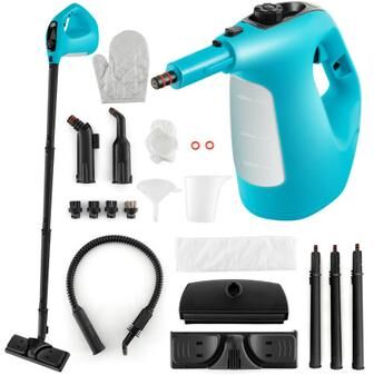 Costway 1400W Handheld Steam Cleaner with 14-Piece Accessory Kit and Child Lock-Blue