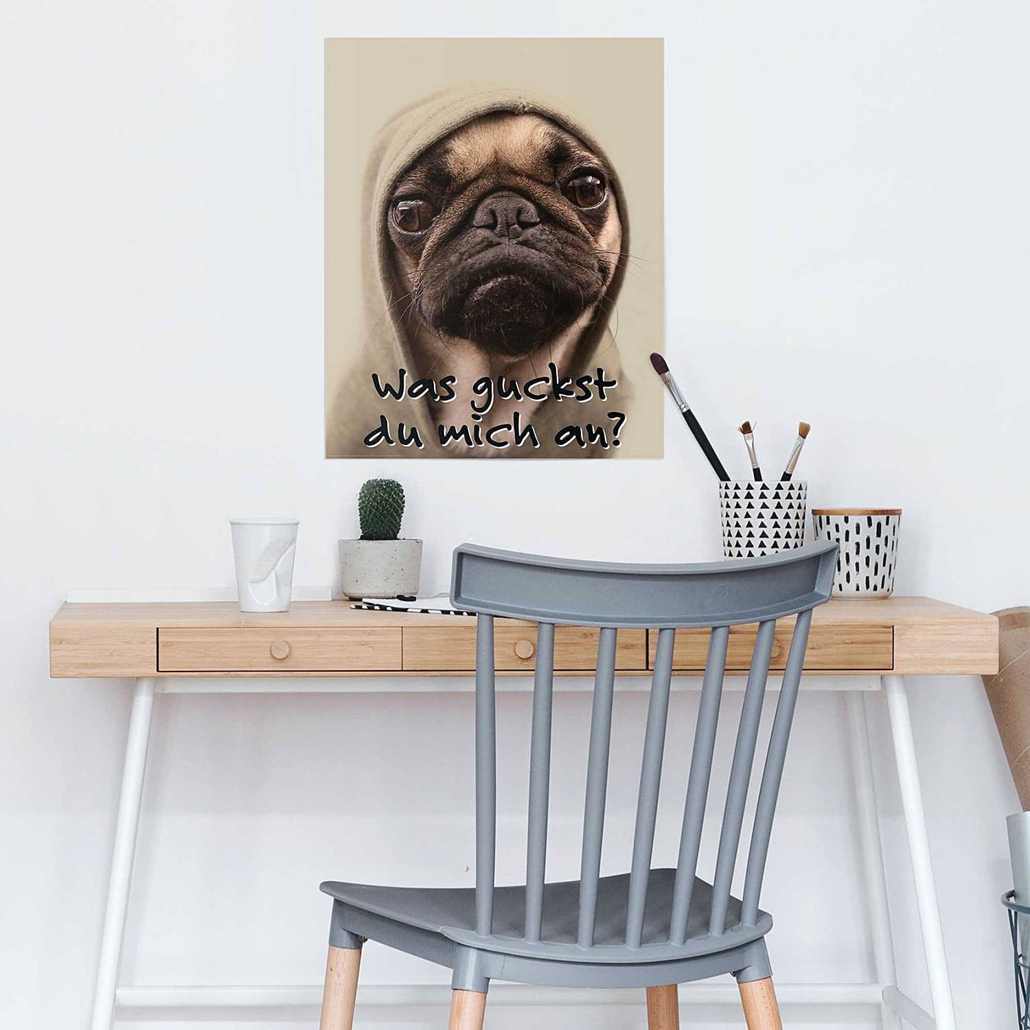 home24 Poster Was guckst du mich an? Bruin Papier 40 x 50 cm