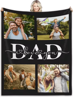 Inspire Curations Personalized Photo Blanket For Dad personalized Gifts 180x230 Cm