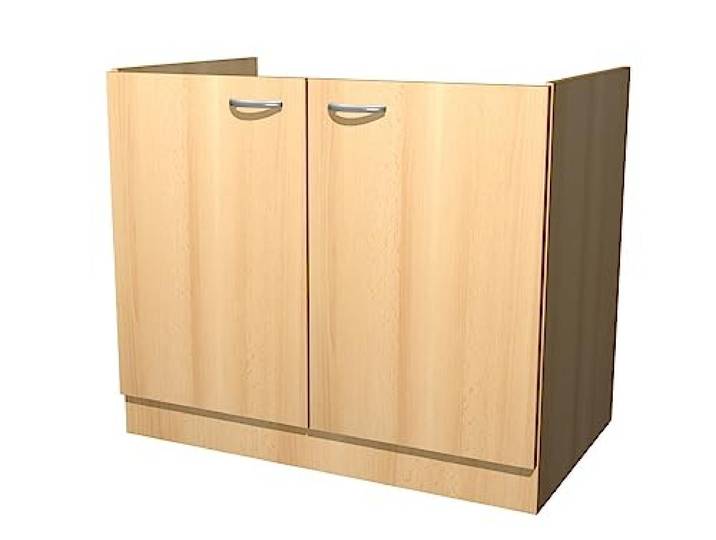 Spülenunterschrank Namu 100 cm in Buche – Küchenschrank ohne Arbeitsplatte Schlichter Küchenunterschrank ohen Spüle in Buche - Ideal als Ergänzung für kleine Küchen