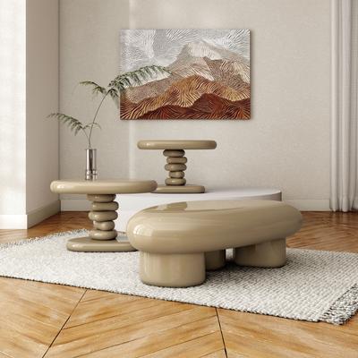 247 Shop At Home Modern 3-Piece Oval Glossy Low Profile Accent Table Set