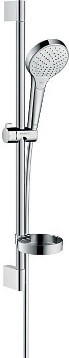 Hansgrohe Croma Select S Vario Brauseset 26566400 weiss chrom, Stange 65, mit Casetta Seifenschale