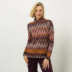 DINE 'N' DANCE Shirt, Langarm Rollkragen allover Druck figurumspielend