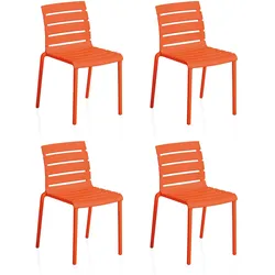 KETTLER PONZA Stapelstuhl 4er Set, orange Kunststoff