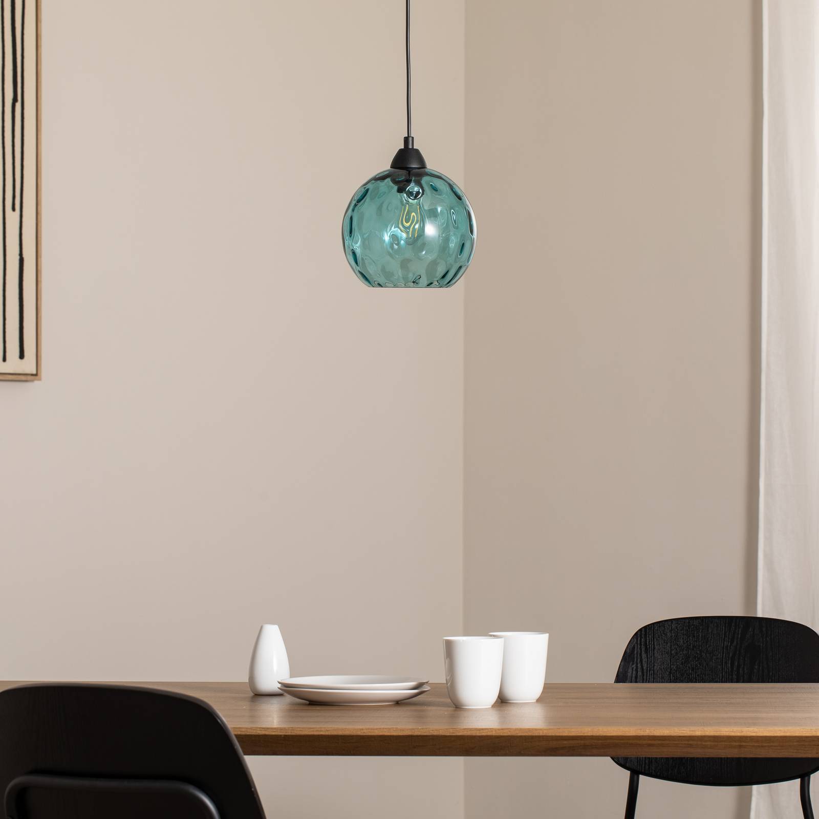 Glas Hängelampe Benek Opviq, dimmbar, blau, für Wohn- / Esszimmer, Glas, Junges Wohnen, Pendelleuchte
