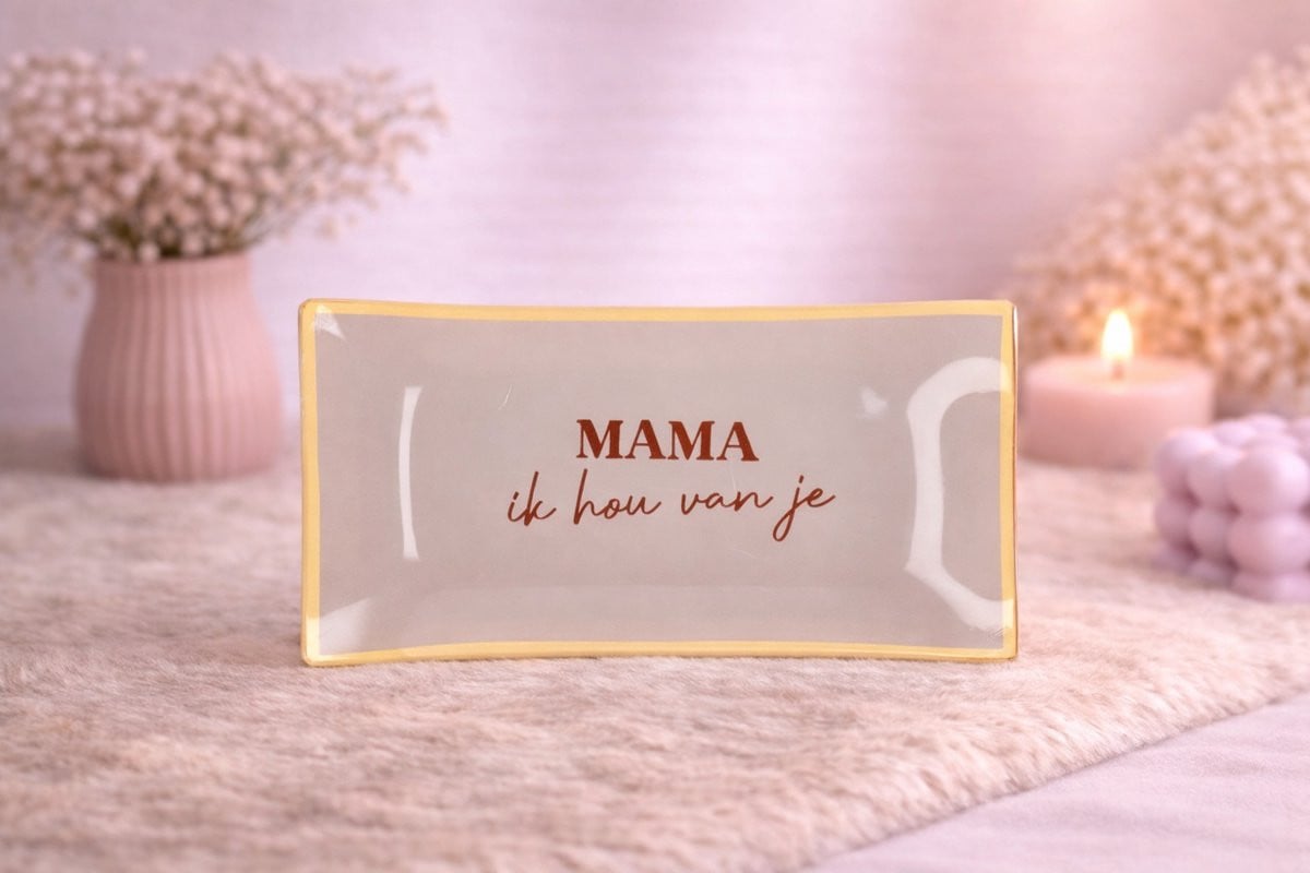 Glazen bord Mama ik hou van je voor Moederdag