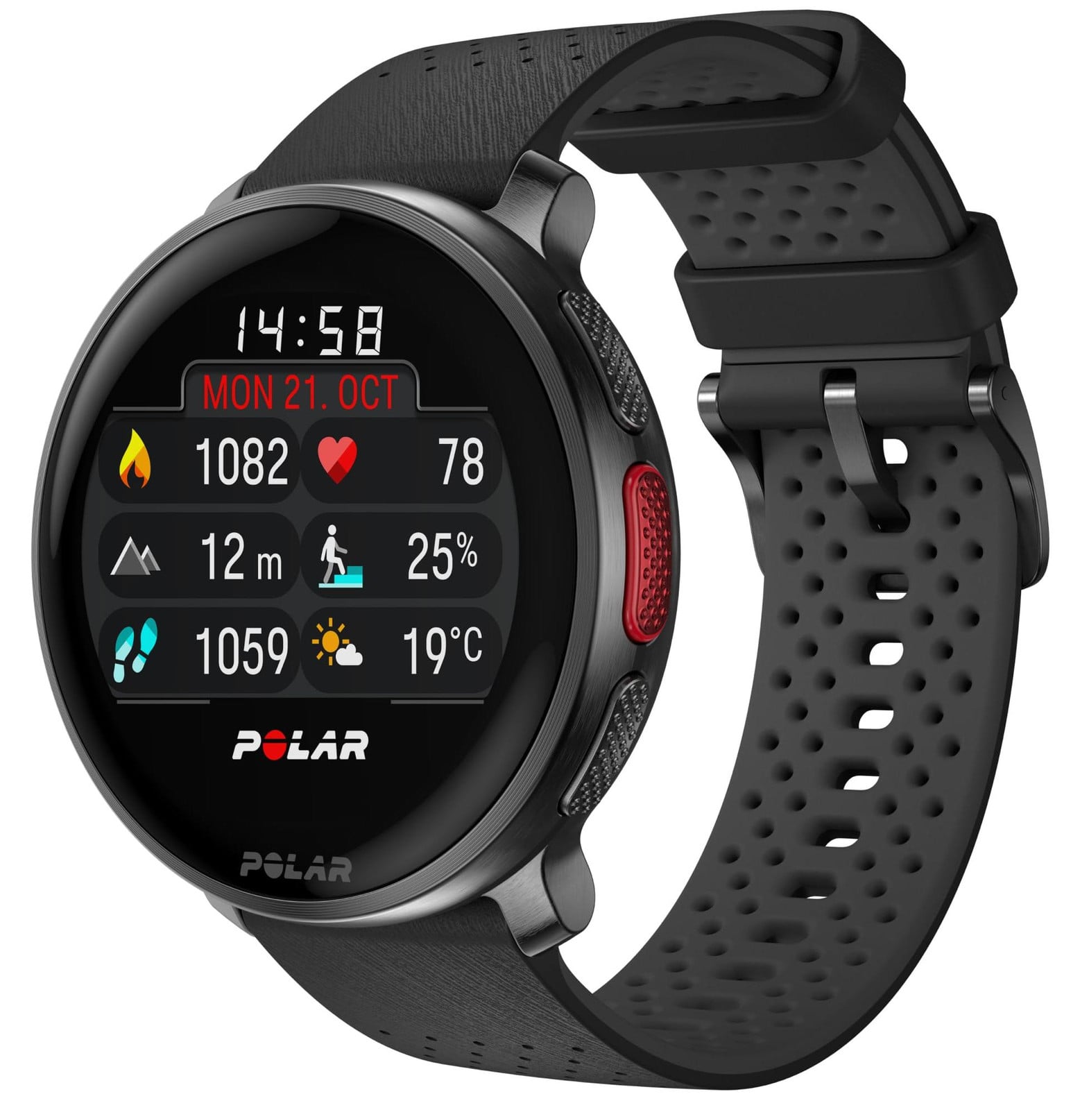 Polar Vantage V3 S30852-H2751-B113 Sporthorloge met siliconen band en 3,5 cm display, 32 GB, Aluminium