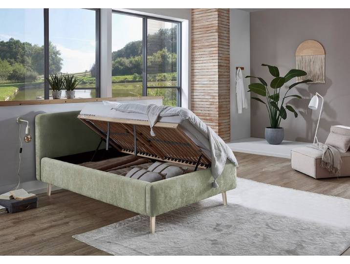 meise.möbel Stauraumbett Mattis, Skandinavisches Design, mit Bettkasten, Webstoff