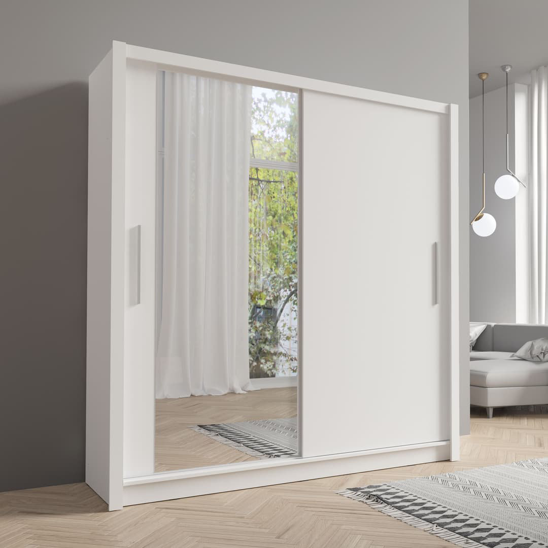 Latitude Run Baku 2 Door Wardrobe Natural/White 155cm W X 62cm D