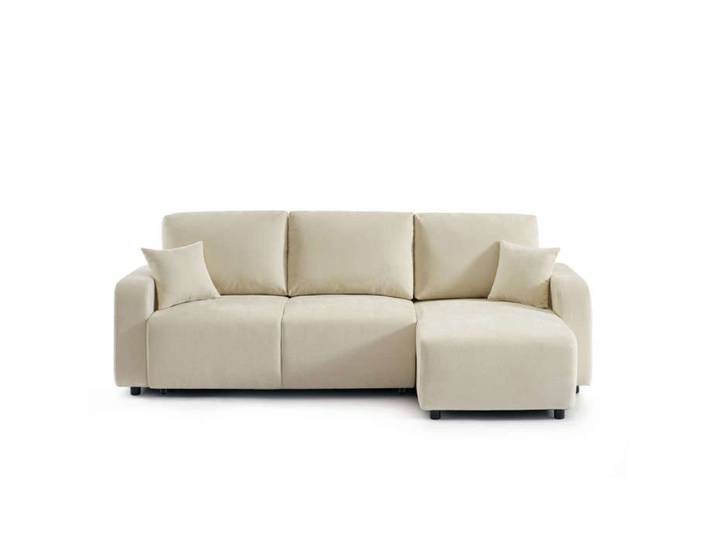 Canapé d'angle convertible et réversible LIVIO 4 places tissu beige