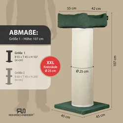 Rohrschneider XXL Kratzbaum FRIEDA – Kratztonne XXL   austauschbare Kratzmatten   stabil   extra breite Säule   Cord-Bezug waschbar   Kratzbaum für große, mittlere und kleine Katzen   Cord