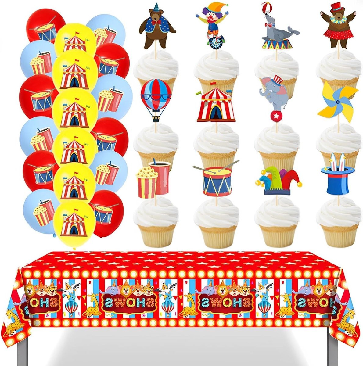 Carnaval Thema Feestballonnen - 12 inch Circus Dier Latex Ballonnen voor Verjaardagsfeest, Clown Feest en Baby Shower Decoratie