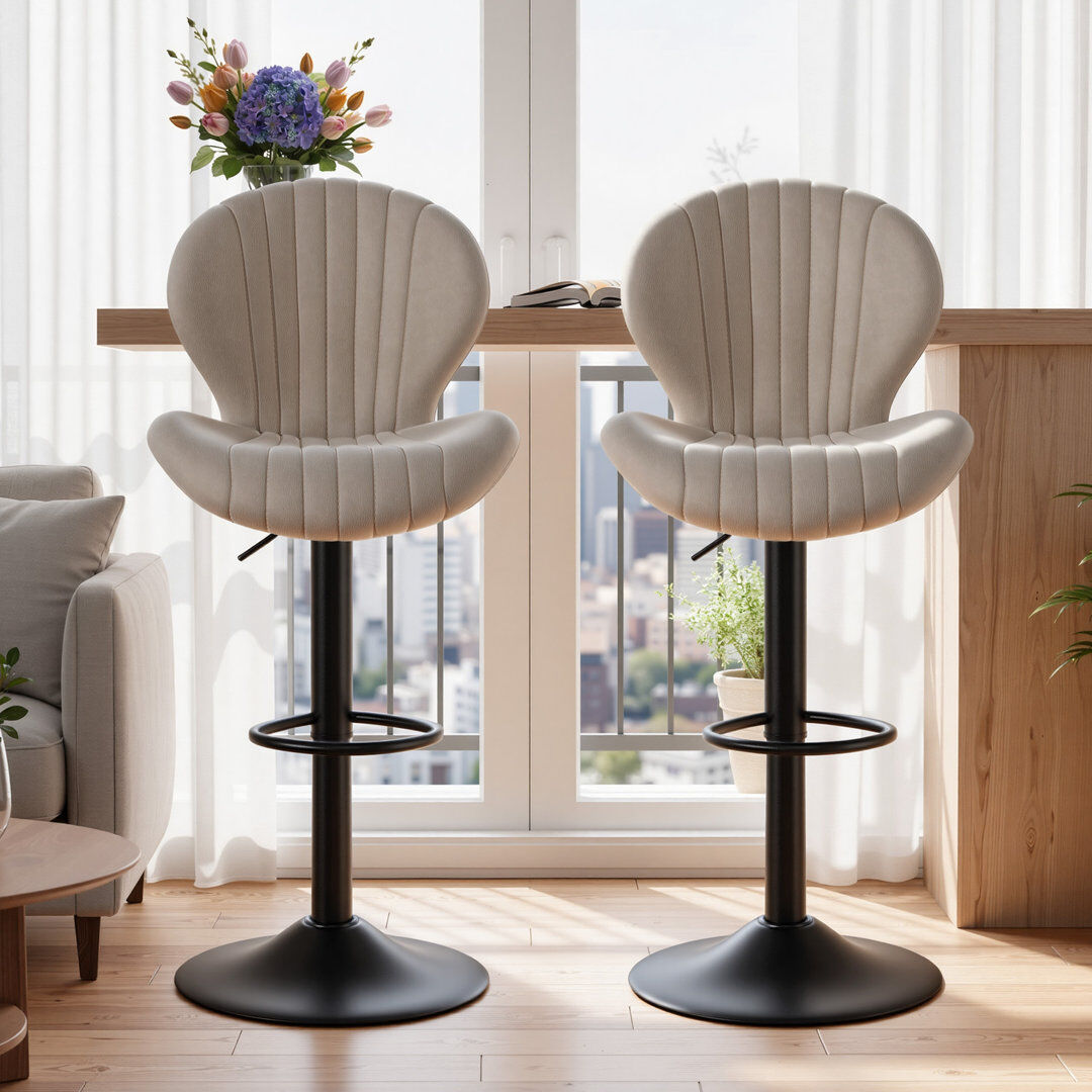 George Oliver Bar Stools Set of 2 Modern Swivel Bar Chairs, Barstools Counter Height with High Backrest Easy 3-5 Minute Assembly for Bar, Kitchen, Dining Room Beige 2