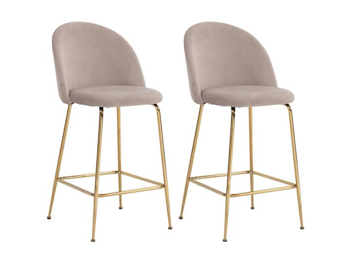Barhocker-Set 2-tlg. Beige Samt