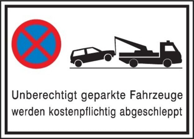 SafetyMarking Parkverbotsschild Alu B600xH400 mm Unberechtigt geparkte Fahrzeuge w. ; wolk (11.5173)