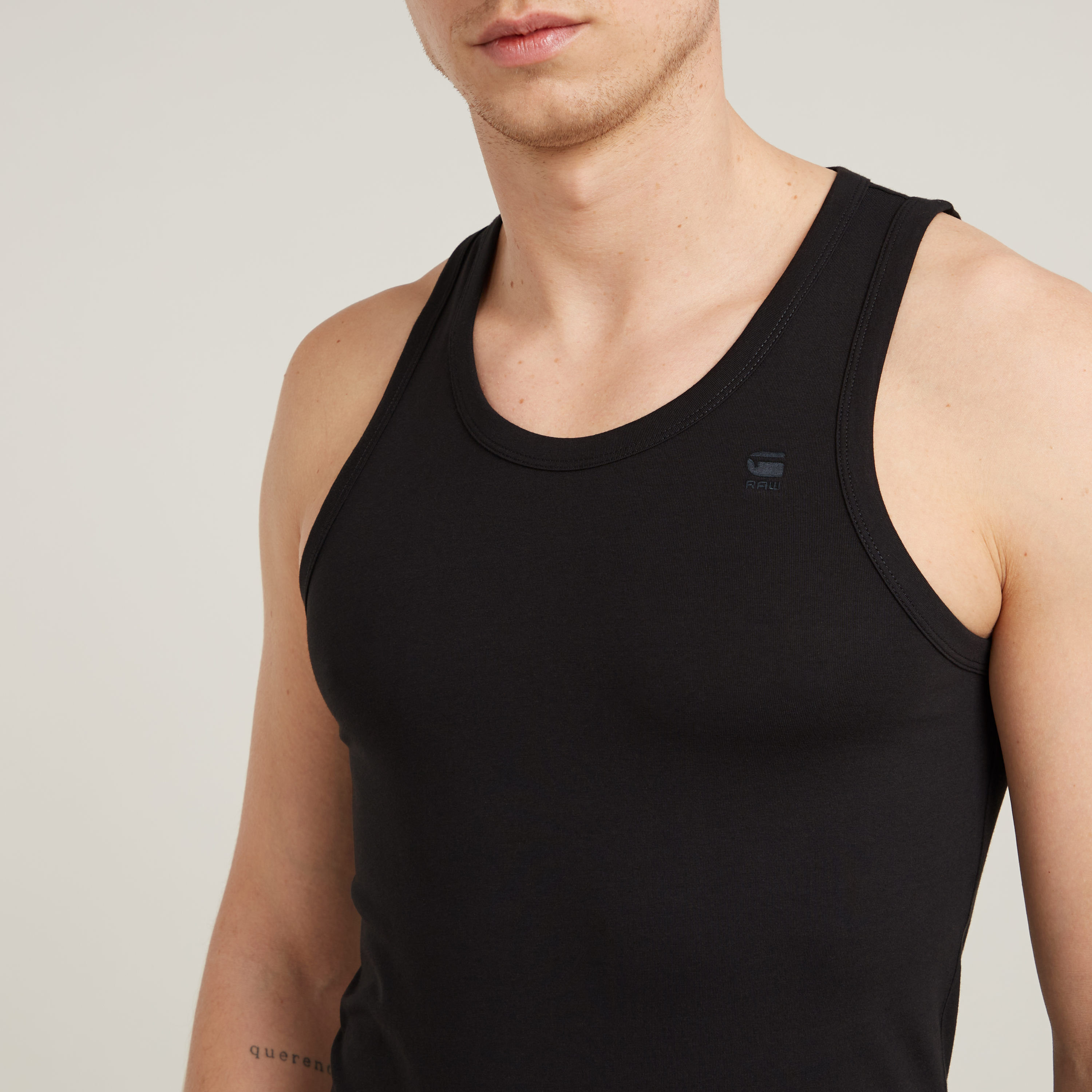 Muskelshirt G-STAR, Herren, Gr. S, schwarz (dk schwarz), Jersey, Obermaterial: 95% Baumwolle, 5% Elasthan, unifarben, slim fit, Rundhals, Shirts Muskelshirt dk schwarz S
