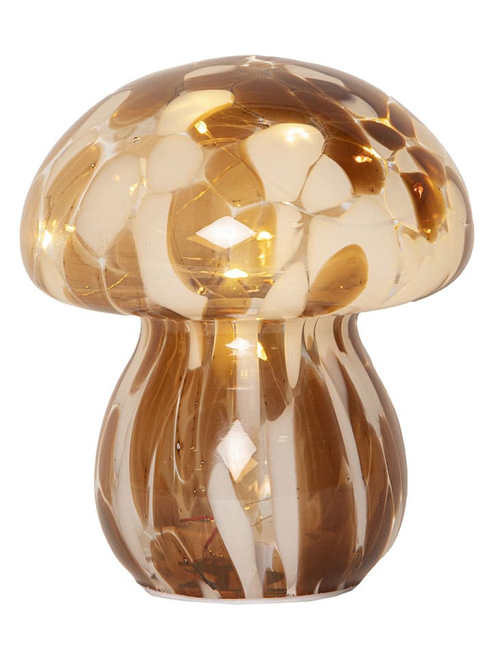 STAR Trading LED-Dekofigur "Funghi" in Hellbraun/ Weiß - (B)13 x (H)15 cm - onesize