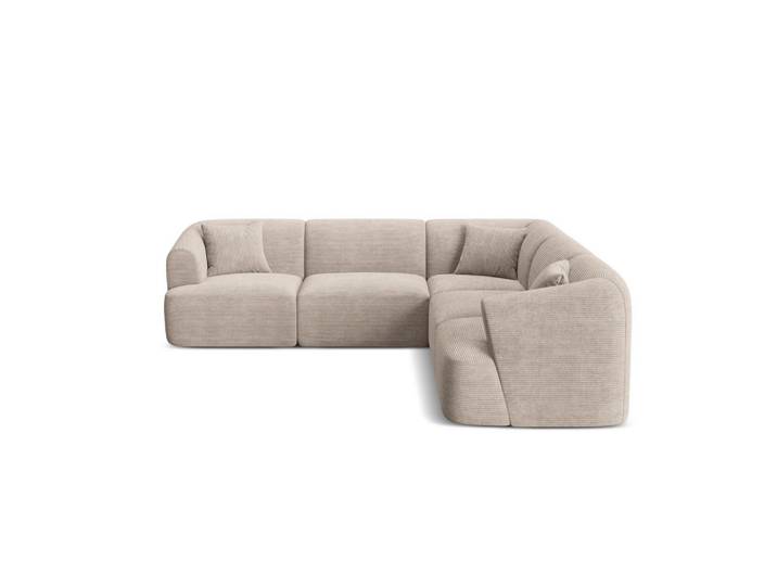 Cosmopolitan Design Symmetrisches-Modulares-Ecksofa Campi aus Cord cappuccino 6 Sitzplätze, Cappuccino, 255x255 cm, Wohnzimmer, Sofas & Couches, Wohnlandschaften, Ecksofas